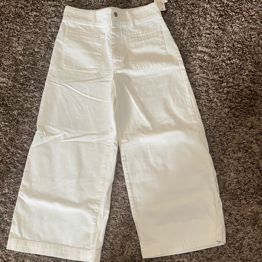 Free People Cream Flare Jeans